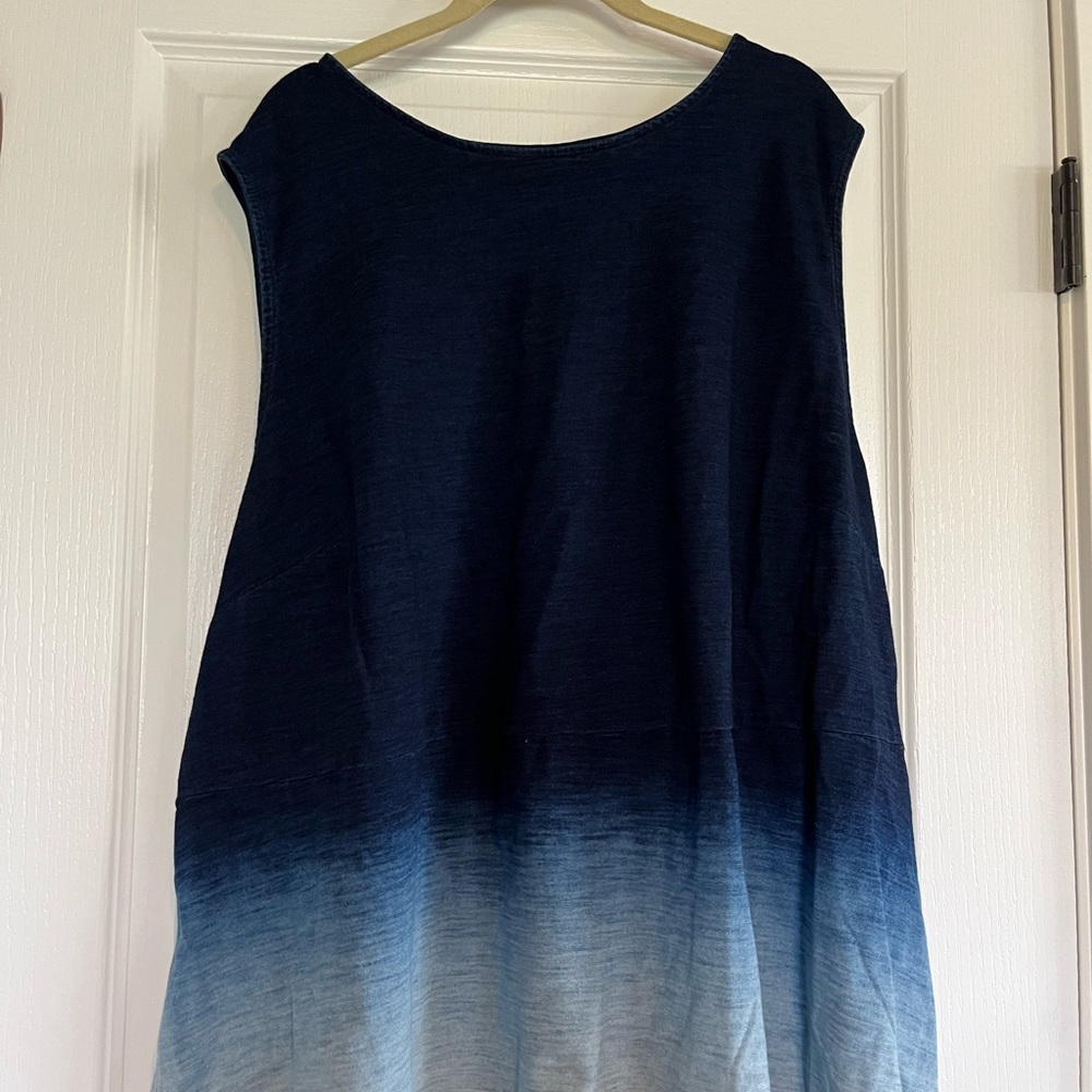 J. Jill Navy and Light Blue Ombre Tank Top 4x